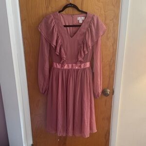 ✨Rachel Parcell Dress – NWT – Size XS – Elegant Dusty Pink, Ruffle Twirl Dress